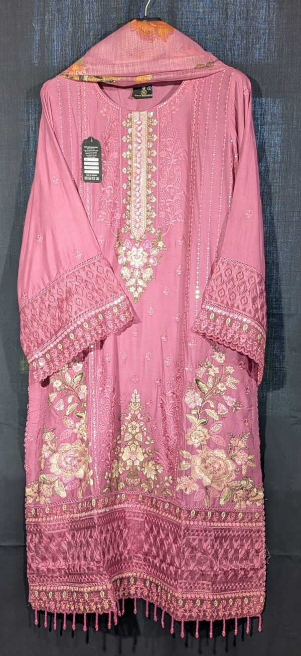 TEA PINK 3 Piece Lawn Stitched Embroidered