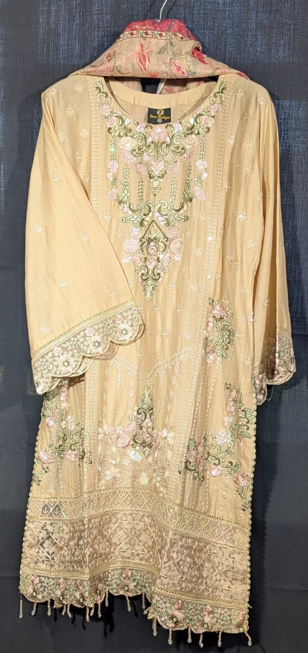 BEIGE 3 Piece Lawn Stitched Embroidered